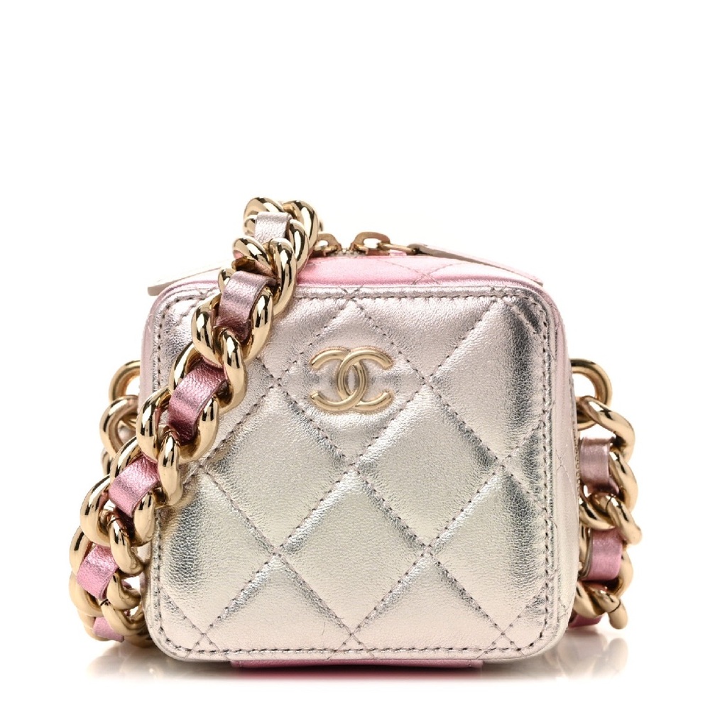 *SOLD* Chanel Gradient Metallic Quilted Mini Square Bag Thick Chain Strap